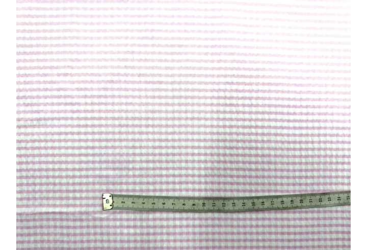 Tissu Seersucker Polycoton carreaux Rose clair de Qualité, Tissu au mètre, Tissu pas cher - Alltissus.com