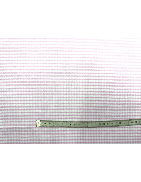 Tissu Seersucker Polycoton carreaux Rose clair de Qualité, Tissu au mètre, Tissu pas cher - Alltissus.com
