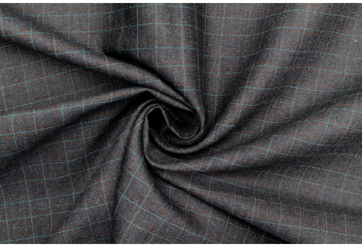 Tissu Costume Tailleur Gris foncé à carreaux Bleu de Qualité, Tissu Au Mètre, Tissu pas cher - Alltissus.com
