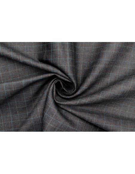 Tissu Costume Tailleur Gris foncé à carreaux Bleu de Qualité, Tissu Au Mètre, Tissu pas cher - Alltissus.com