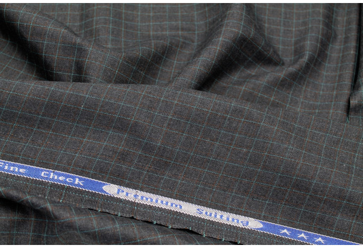 Tissu Costume Tailleur Gris foncé à carreaux Bleu de Qualité, Tissu Au Mètre, Tissu pas cher - Alltissus.com