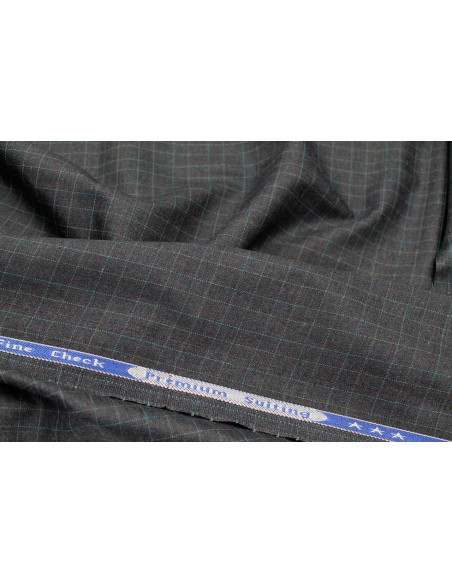 Tissu Costume Tailleur Gris foncé à carreaux Bleu de Qualité, Tissu Au Mètre, Tissu pas cher - Alltissus.com