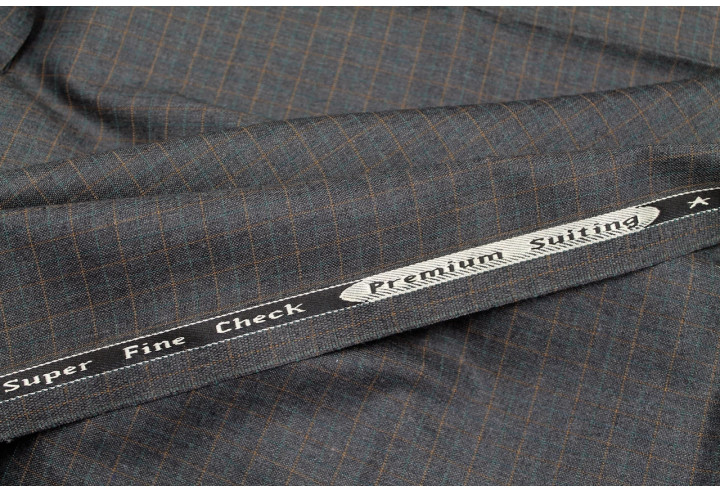 Tissu Costume Tailleur Gris foncé à carreaux Orange de Qualité, Tissu Au Mètre, Tissu pas cher - Alltissus.com