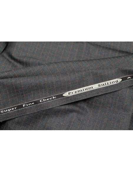 Tissu Costume Tailleur Gris foncé à carreaux Orange de Qualité, Tissu Au Mètre, Tissu pas cher - Alltissus.com