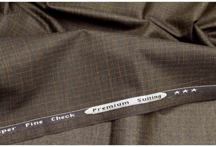 Tissu Costume Tailleur Marron à carreaux Orange de Qualité, Tissu Au Mètre, Tissu pas cher - Alltissus.com