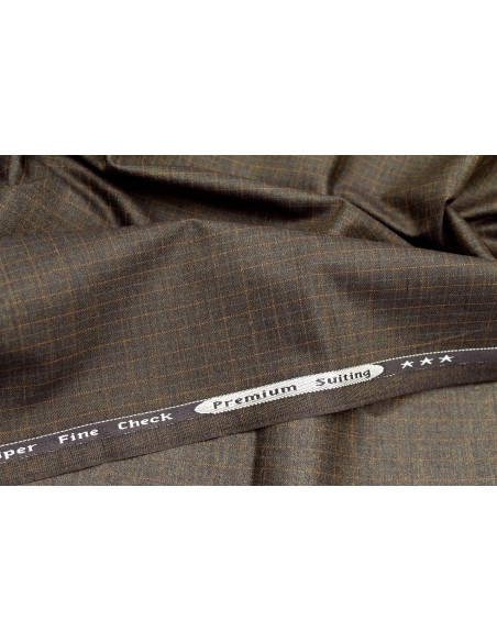 Tissu Costume Tailleur Marron à carreaux Orange de Qualité, Tissu Au Mètre, Tissu pas cher - Alltissus.com