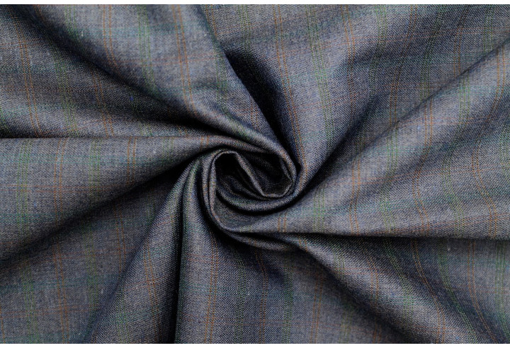 Tissu Costume Tailleur Indigo à carreaux Orange/Vert de Qualité, Tissu Au Mètre, Tissu pas cher - Alltissus.com