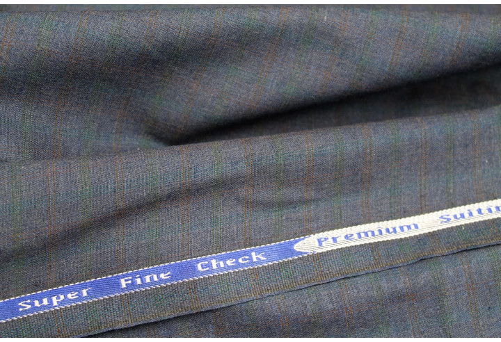 Tissu Costume Tailleur Indigo à carreaux Orange/Vert de Qualité, Tissu Au Mètre, Tissu pas cher - Alltissus.com