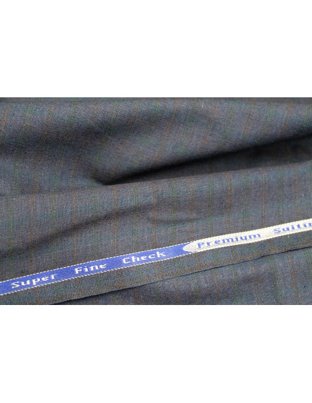 Tissu Costume Tailleur Indigo à carreaux Orange/Vert de Qualité, Tissu Au Mètre, Tissu pas cher - Alltissus.com