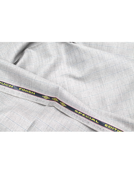 Tissu Costume Tailleur Gris clair à rayure Bleu de Qualité, Tissu Au Mètre, Tissu pas cher - Alltissus.com