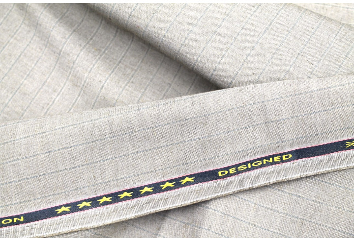 Tissu Costume Tailleur Beige foncé à rayure Bleu de Qualité, Tissu Au Mètre, Tissu pas cher - Alltissus.com