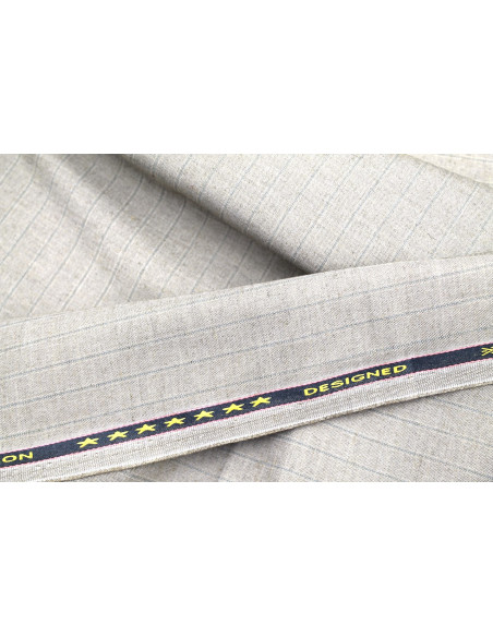 Tissu Costume Tailleur Beige foncé à rayure Bleu de Qualité, Tissu Au Mètre, Tissu pas cher - Alltissus.com
