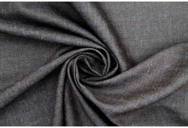 Tissu Costume Tailleur Gris foncé à rayure Bleu de Qualité, Tissu Au Mètre, Tissu pas cher - Alltissus.com