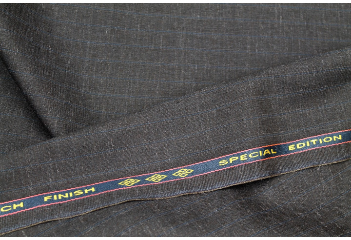 Tissu Costume Tailleur Gris foncé à rayure Bleu de Qualité, Tissu Au Mètre, Tissu pas cher - Alltissus.com