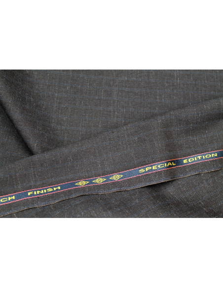 Tissu Costume Tailleur Gris foncé à rayure Bleu de Qualité, Tissu Au Mètre, Tissu pas cher - Alltissus.com