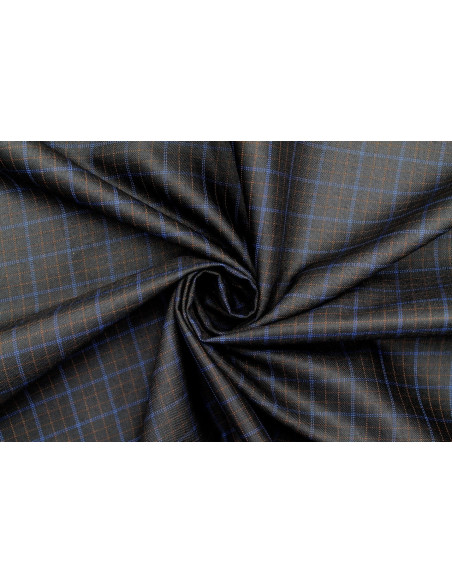 Tissu Costume Tailleur Noir à gros carreaux Bleu/Orange de Qualité, Tissu Au Mètre, Tissu pas cher - Alltissus.com
