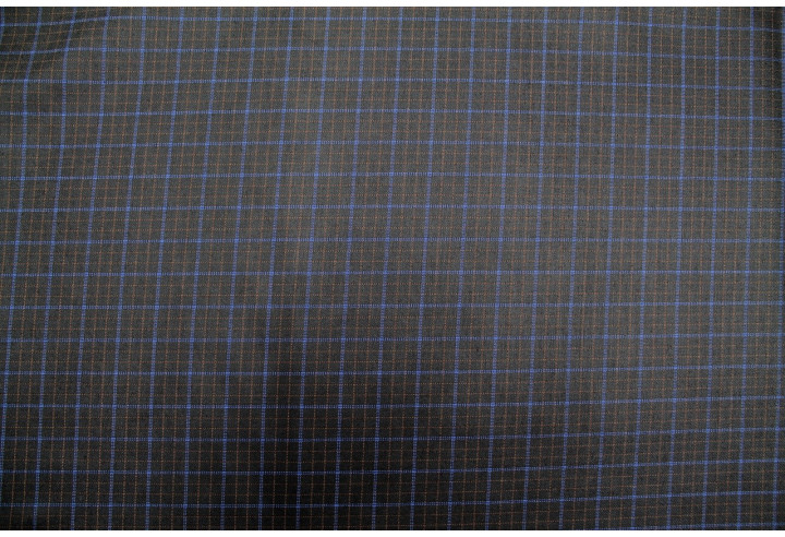 Tissu Costume Tailleur Noir à gros carreaux Bleu/Orange de Qualité, Tissu Au Mètre, Tissu pas cher - Alltissus.com