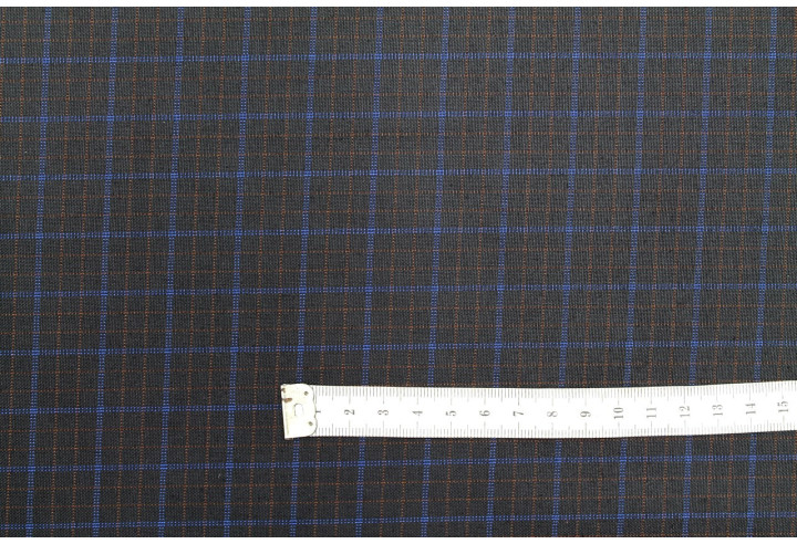 Tissu Costume Tailleur Noir à gros carreaux Bleu/Orange de Qualité, Tissu Au Mètre, Tissu pas cher - Alltissus.com