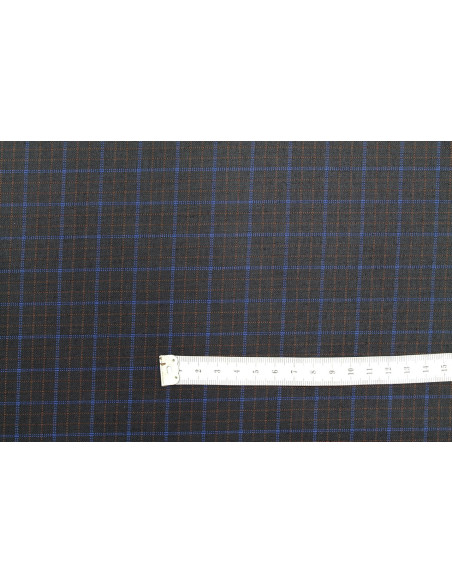 Tissu Costume Tailleur Noir à gros carreaux Bleu/Orange de Qualité, Tissu Au Mètre, Tissu pas cher - Alltissus.com