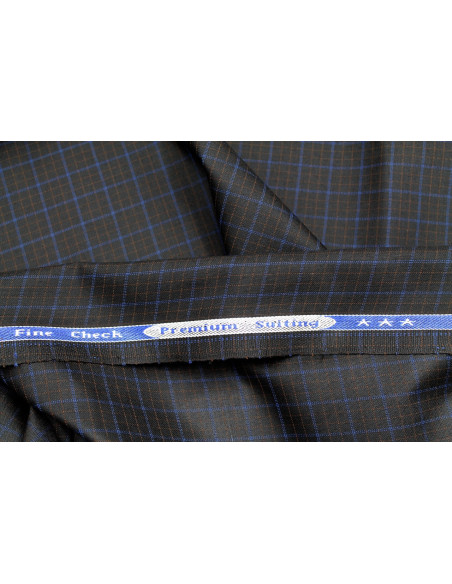 Tissu Costume Tailleur Noir à gros carreaux Bleu/Orange de Qualité, Tissu Au Mètre, Tissu pas cher - Alltissus.com