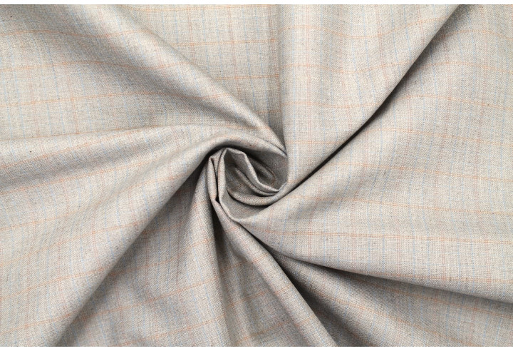 Tissu Costume Tailleur Beige à gros carreaux Orange/Bleu de Qualité, Tissu Au Mètre, Tissu pas cher - Alltissus.com