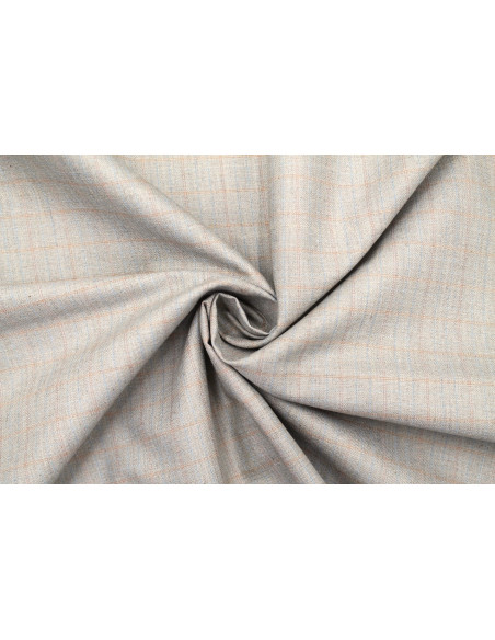 Tissu Costume Tailleur Beige à gros carreaux Orange/Bleu de Qualité, Tissu Au Mètre, Tissu pas cher - Alltissus.com