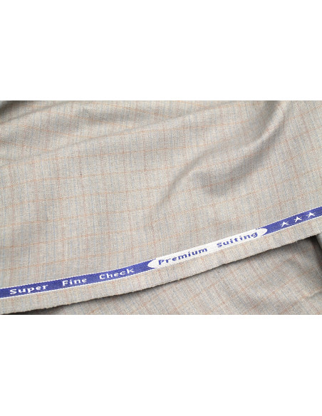 Tissu Costume Tailleur Beige à gros carreaux Orange/Bleu de Qualité, Tissu Au Mètre, Tissu pas cher - Alltissus.com