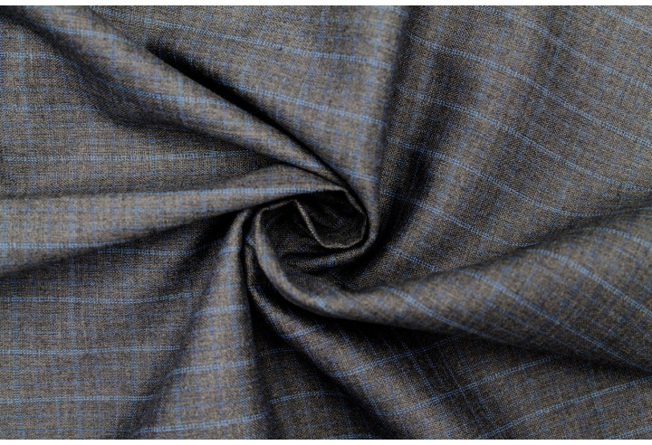 Tissu Costume Tailleur Gris foncé à gros carreaux Bleu de Qualité, Tissu Au Mètre, Tissu pas cher - Alltissus.com