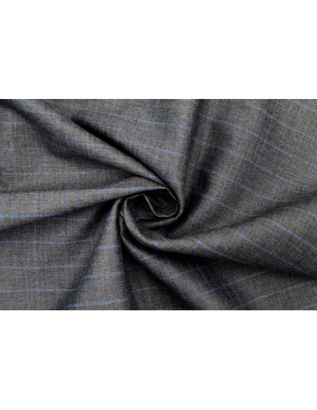 Tissu Costume Tailleur Gris foncé à gros carreaux Bleu de Qualité, Tissu Au Mètre, Tissu pas cher - Alltissus.com
