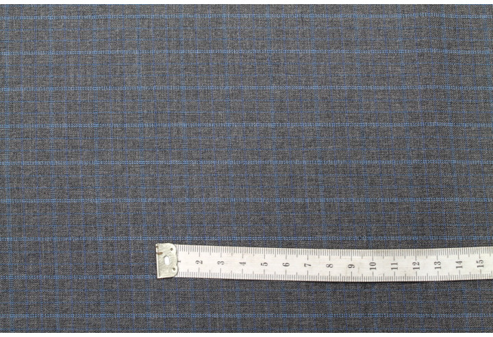Tissu Costume Tailleur Gris foncé à gros carreaux Bleu de Qualité, Tissu Au Mètre, Tissu pas cher - Alltissus.com