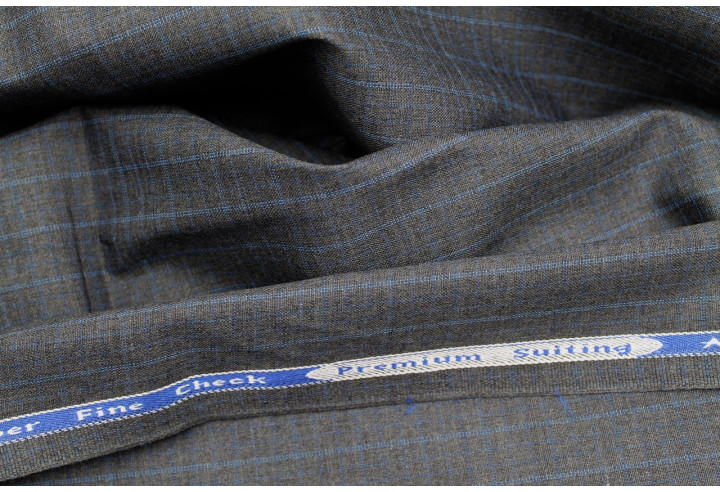 Tissu Costume Tailleur Gris foncé à gros carreaux Bleu de Qualité, Tissu Au Mètre, Tissu pas cher - Alltissus.com