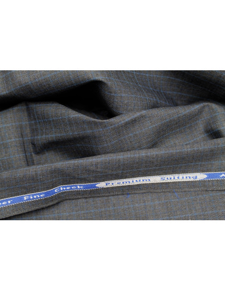 Tissu Costume Tailleur Gris foncé à gros carreaux Bleu de Qualité, Tissu Au Mètre, Tissu pas cher - Alltissus.com