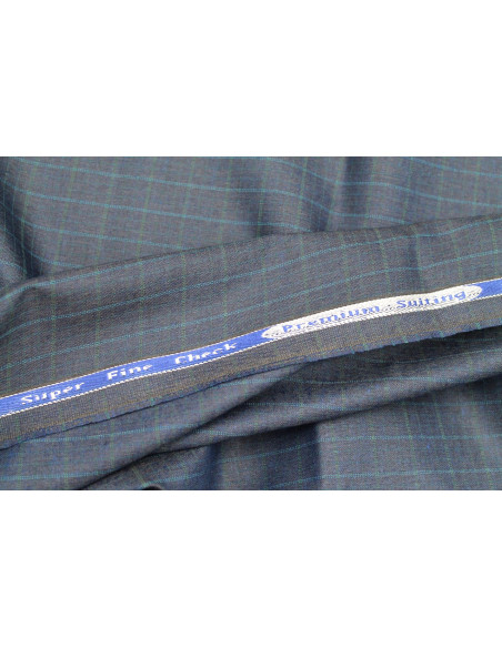 Tissu Costume Tailleur Indigo à gros carreaux Bleu de Qualité, Tissu Au Mètre, Tissu pas cher - Alltissus.com