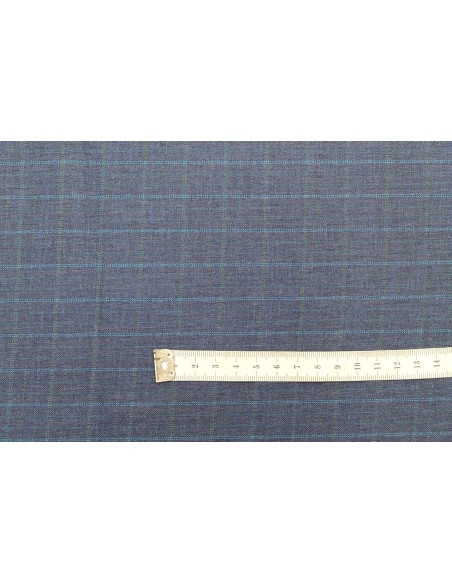 Tissu Costume Tailleur Indigo à gros carreaux Bleu de Qualité, Tissu Au Mètre, Tissu pas cher - Alltissus.com
