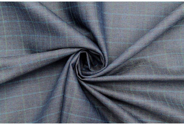 Tissu Costume Tailleur Indigo à gros carreaux Bleu de Qualité, Tissu Au Mètre, Tissu pas cher - Alltissus.com