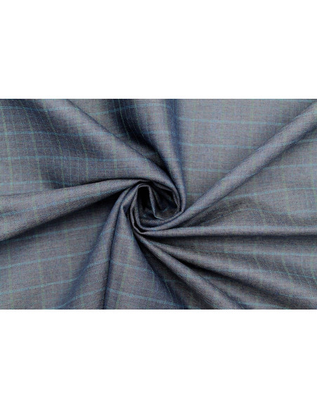 Tissu Costume Tailleur Indigo à gros carreaux Bleu de Qualité, Tissu Au Mètre, Tissu pas cher - Alltissus.com