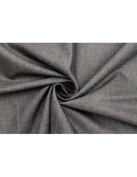 Tissu Costume Tailleur Gris foncé à gros carreaux Orange/Vert de Qualité, Tissu Au Mètre, Tissu pas cher - Alltissus.com