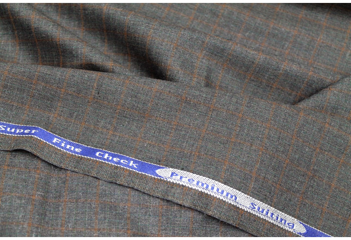 Tissu Costume Tailleur Gris foncé à gros carreaux Orange/Vert de Qualité, Tissu Au Mètre, Tissu pas cher - Alltissus.com