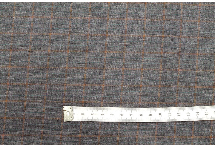 Tissu Costume Tailleur Gris foncé à gros carreaux Orange/Vert de Qualité, Tissu Au Mètre, Tissu pas cher - Alltissus.com