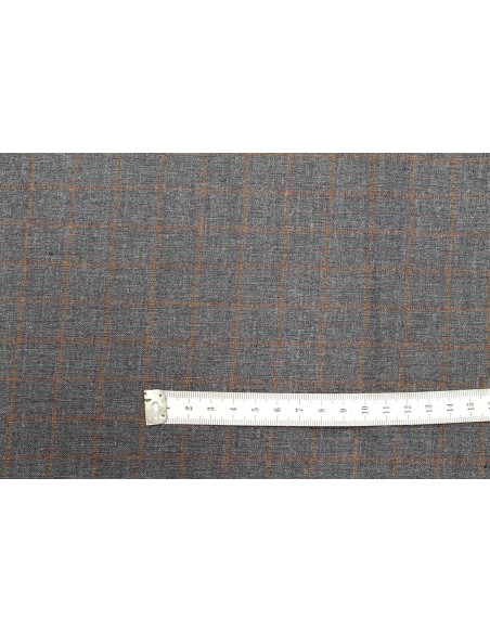 Tissu Costume Tailleur Gris foncé à gros carreaux Orange/Vert de Qualité, Tissu Au Mètre, Tissu pas cher - Alltissus.com