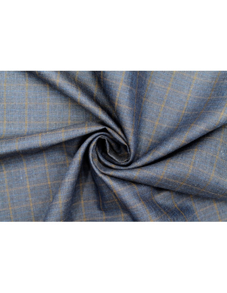 Tissu Costume Tailleur Indigo à gros carreaux Orange/Bleu de Qualité, Tissu Au Mètre, Tissu pas cher - Alltissus.com