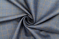Tissu Costume Tailleur Indigo à gros carreaux Orange/Bleu de Qualité, Tissu Au Mètre, Tissu pas cher - Alltissus.com