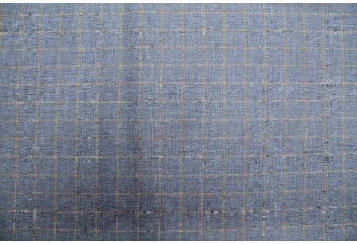 Tissu Costume Tailleur Indigo à gros carreaux Orange/Bleu de Qualité, Tissu Au Mètre, Tissu pas cher - Alltissus.com