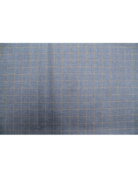 Tissu Costume Tailleur Indigo à gros carreaux Orange/Bleu de Qualité, Tissu Au Mètre, Tissu pas cher - Alltissus.com