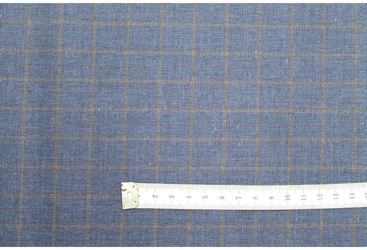 Tissu Costume Tailleur Indigo à gros carreaux Orange/Bleu de Qualité, Tissu Au Mètre, Tissu pas cher - Alltissus.com