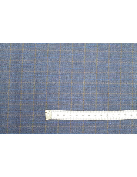 Tissu Costume Tailleur Indigo à gros carreaux Orange/Bleu de Qualité, Tissu Au Mètre, Tissu pas cher - Alltissus.com
