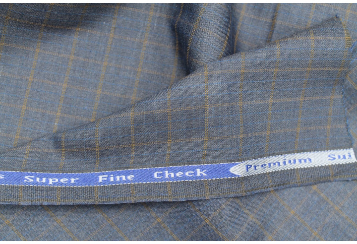 Tissu Costume Tailleur Indigo à gros carreaux Orange/Bleu de Qualité, Tissu Au Mètre, Tissu pas cher - Alltissus.com