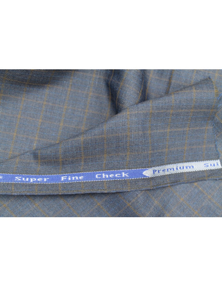 Tissu Costume Tailleur Indigo à gros carreaux Orange/Bleu de Qualité, Tissu Au Mètre, Tissu pas cher - Alltissus.com