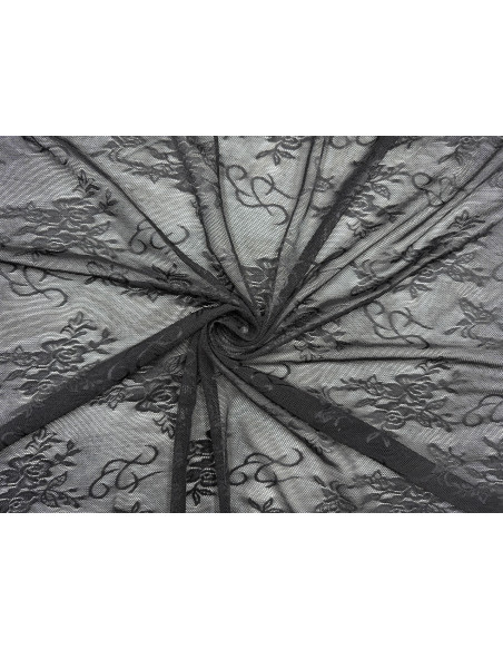 Tissu Dentelle Résille à Fleurs Noir de Qualité, Tissu au mètre, Tissu pas cher - Alltissus.com