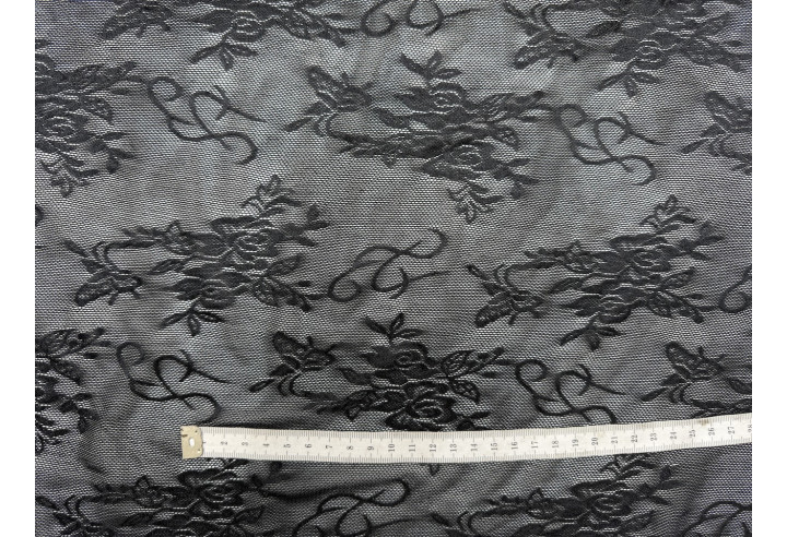 Tissu Dentelle Résille à Fleurs Noir de Qualité, Tissu au mètre, Tissu pas cher - Alltissus.com